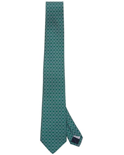 Ferragamo Pattern Printed Tie - Green