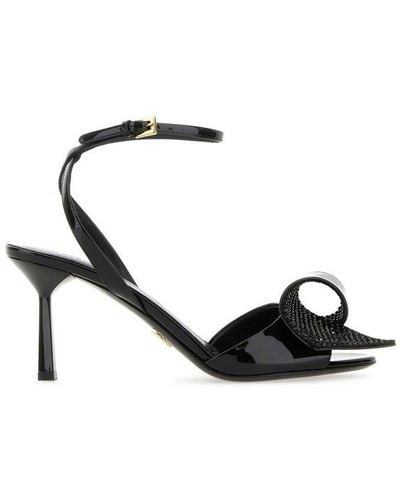 Prada Twist Embellished Sandals - Black