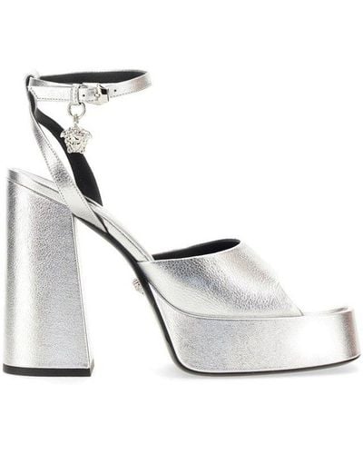 Versace Medusa Charm Platform Sandals - White