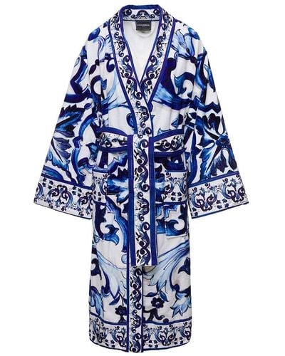 Dolce & Gabbana Terry Batch Robe - Blue