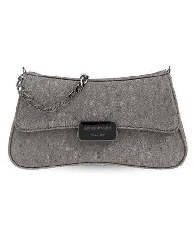 Emporio Armani Shoulder Bag With Lurex Yarn, - Gray