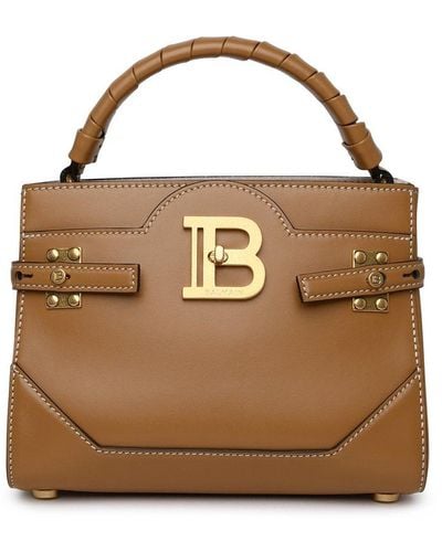 Balmain Bbuzz 22 Brown Leather Bag