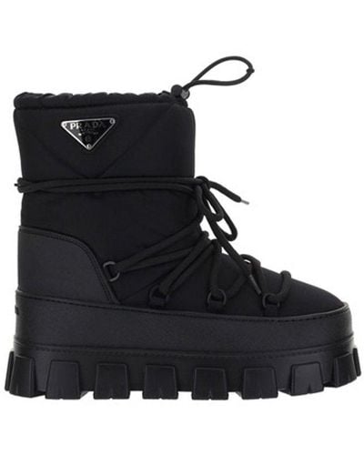 Prada Winter Nylon Platform Boots - Black
