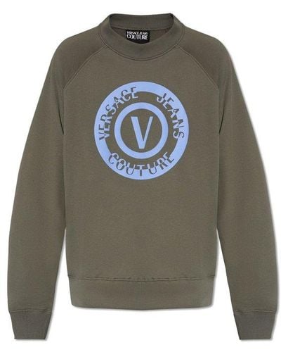 Versace Logo Printed Oversized Sweatshirt - Gray