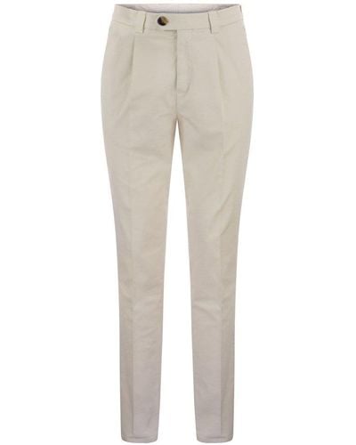 Brunello Cucinelli Garment-Dyed Leisure Fit Trousers - Grey