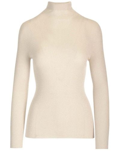 Fabiana Filippi Long-sleeved Turtleneck Knitted Sweater - Natural
