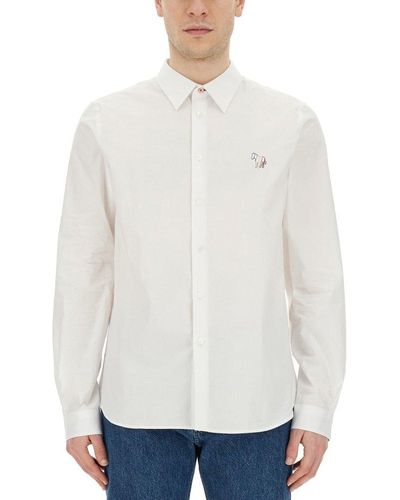 PS by Paul Smith Zebra Embroidered Long-sleeved Shirt - White