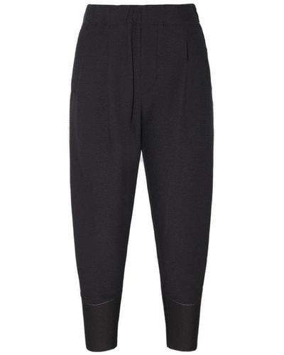 Issey Miyake High Waist Pleated Cropped Trousers - Black