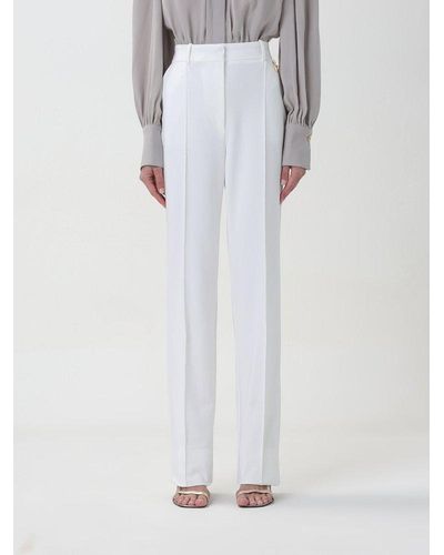 Elisabetta Franchi Logo Charm Straight Leg Trousers - White