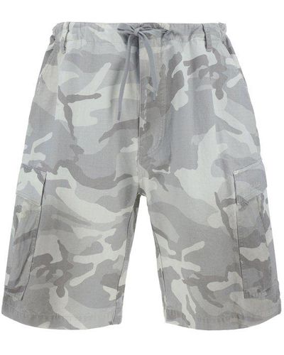 Balenciaga Camouflage Drawstring Cargo Shorts - Grey