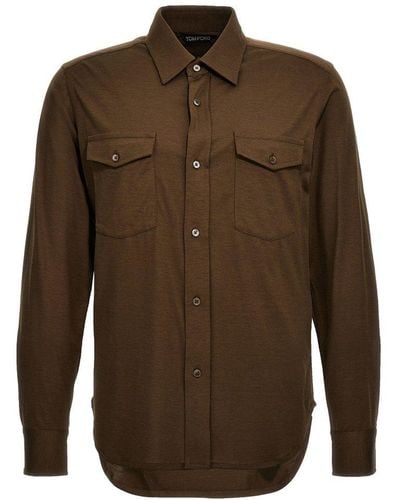 Tom Ford Button-up Long-sleeved Shirt - Brown