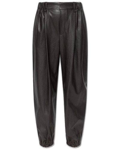 Issey Miyake Elasticated Waistband Faux-leather Jogger Trousers - Black
