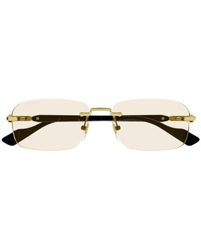 Gucci Rectangular Frame Sunglasses - Yellow