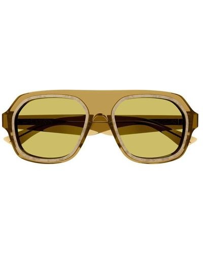 Bottega Veneta Aviator Frame Sunglasses - Yellow