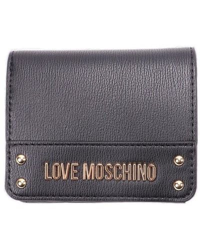 Love Moschino Logo-plaque Press-stud Fastened Bi-fold Wallet - Grey