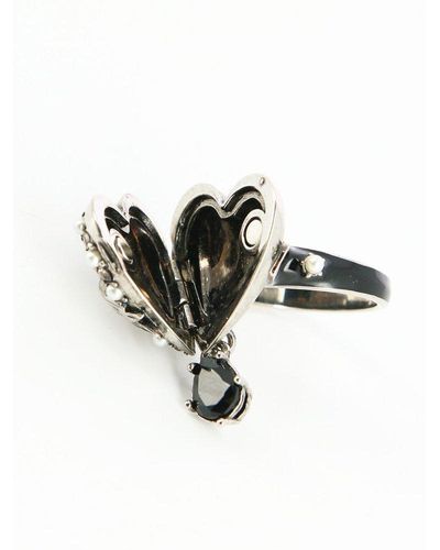 Alexander McQueen Heart Locket Ring - Black