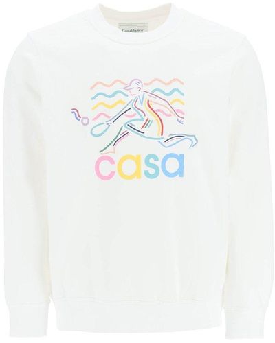 Casablancabrand Organic Cotton Printed Sweatshirt - White