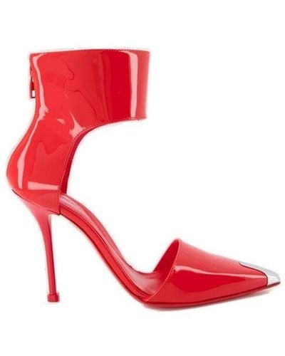 Alexander McQueen Metallic Toe-cap Court Shoes - Red