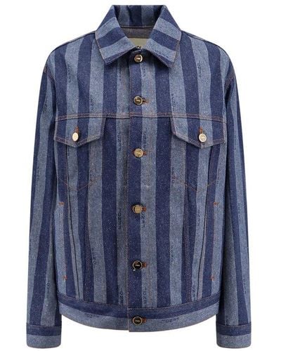 Fendi Striped Button-up Jacket - Blue