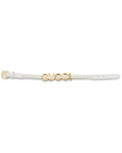 Gucci Logo Plaque Braided Bracelet - White