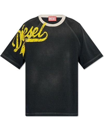 DIESEL ‘T-Roxt-Slits’ T-Shirt With Logo - Black