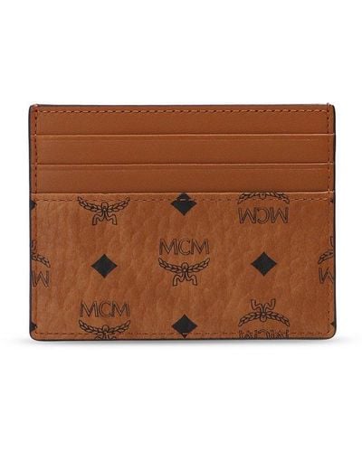 MCM Card Holder With Clip - Brown