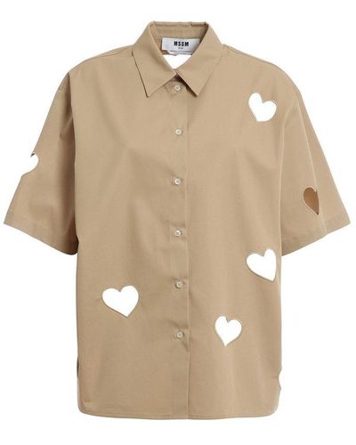 MSGM Cut-out Short-sleeved Shirt - Brown