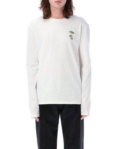 Jil Sander Mushroom-embroidered Crewneck Sweatshirt - White