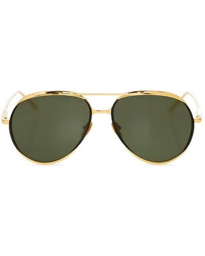 Linda Farrow Matisse Aviator Framed Sunglasses - Green