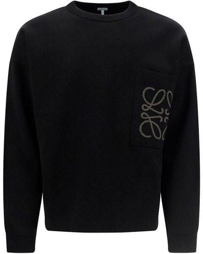 Loewe Logo Detailed Crewneck Sweater - Black