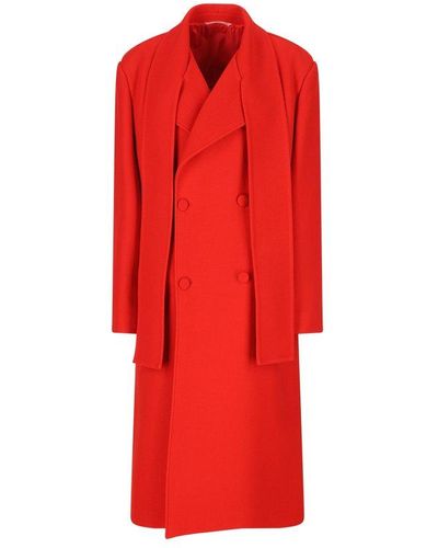 Valentino Double-breasted Straight Hem Coat - Red