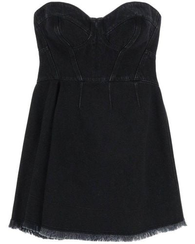 Alexander McQueen Asymmetric Denim Dress - Black