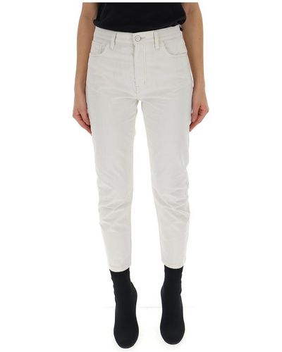Current/Elliott Vintage Slim Fit Cropped Jeans - White
