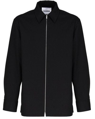 Jil Sander Zip-up Straight Hem Shirt Jacket - Black