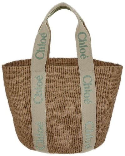Chloé Woody Large Tote Bag - White