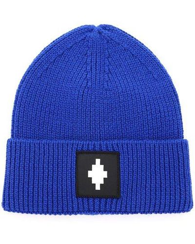 Marcelo Burlon Beanie Hat With Logo Patch - Blue