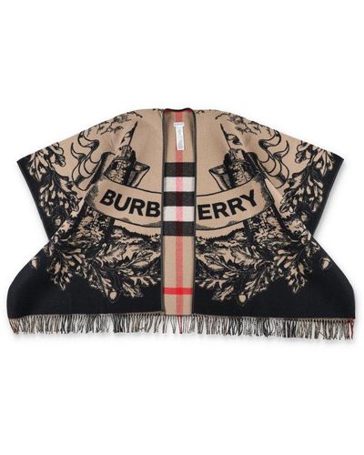 Burberry Reversible Check Wool Cape - Multicolour