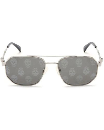 Alexander McQueen Skull Printed Pilot Frame Sunglasses - Grey