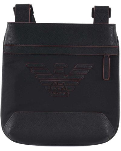 Emporio Armani Logo-patch Zipped Messenger Bag - Black