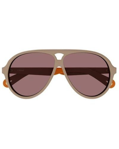 Chloé Aviator Frame Sunglasses - Brown