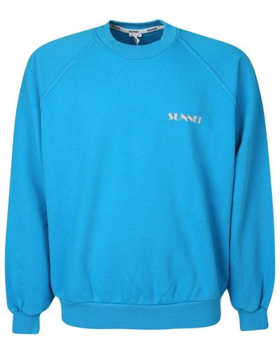 Sunnei Logo Printed Crewneck Sweatshirt - Blue