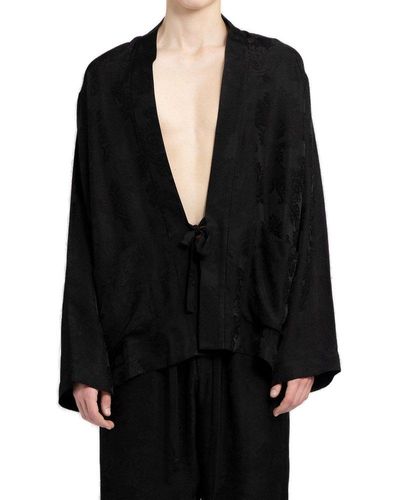 Uma Wang Floral-jacquard Straight Hem Jacket - Black