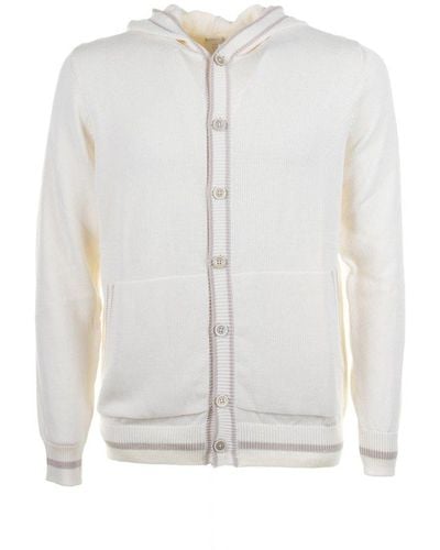 Eleventy Button-up Knitted Hoodie - White