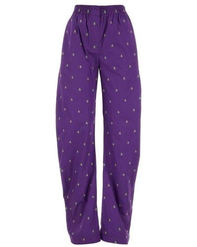The Attico Monogrammed Pants, - Purple
