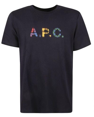 A.P.C. Logo Printed Crewneck T-shirt - Black