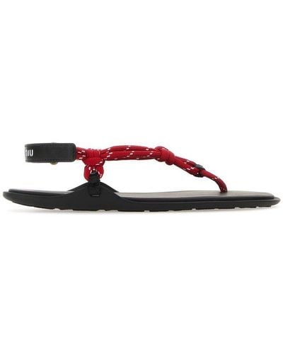 Miu Miu Round-toe Cord-strap Sandals - Red
