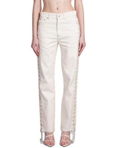 Stella McCartney Lace-up Detailed Straight-leg Jeans - Natural