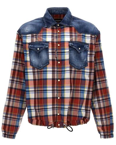 DSquared² Panelled Button-up Shirt - Blue