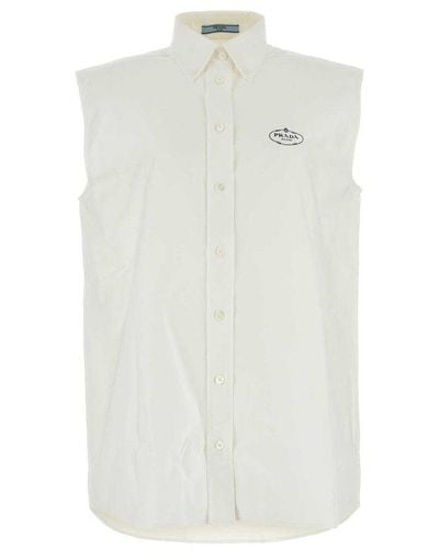 Prada Button-up Sleeveless Shirt - White