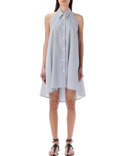 Philosophy Di Lorenzo Serafini Striped Sleeveless Buttoned Shirt Dress - Blue